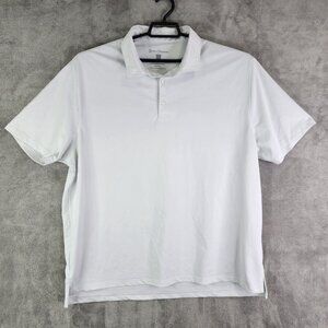 Mens White Hickey Freeman Polo Shirt Polyester Stretch Short Sleeve Size XXL